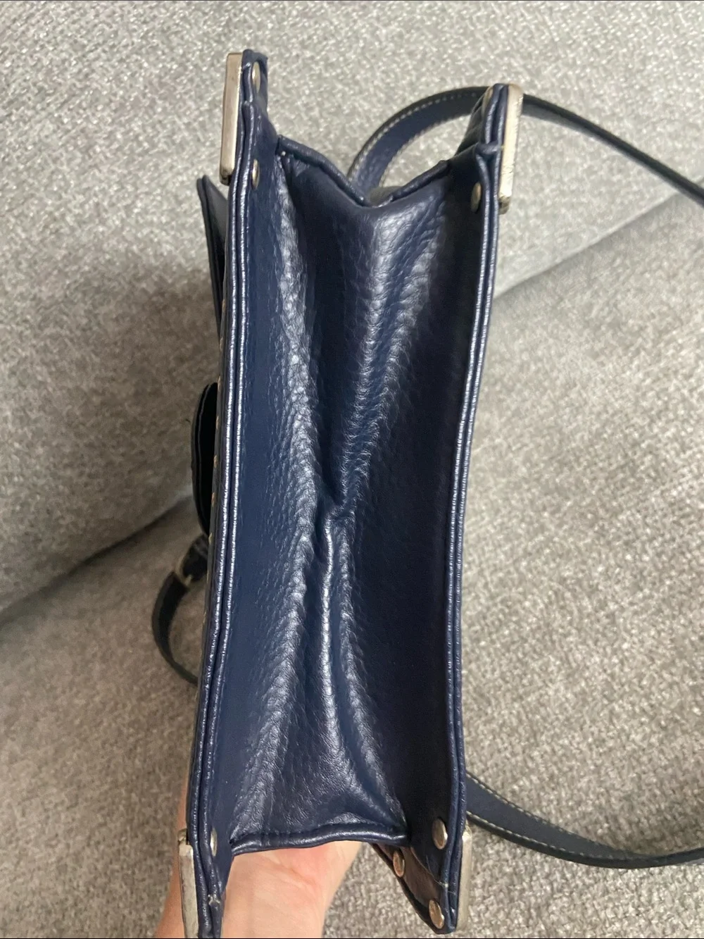 Women's Navy Crossbody Bag with Decorative Hardware